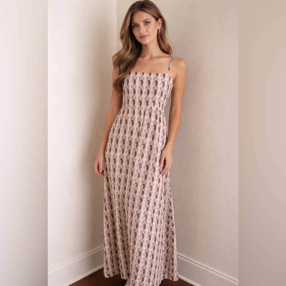 Monteau Elegant Purple Patterned Maxi Dress